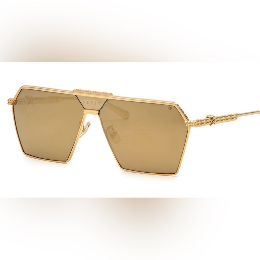 Philipp Plein Hexagonal Gold Sunglasses NWOT